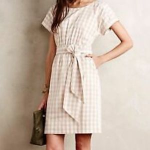 HD in Paris Anthropology Gingham Poplin Dress 50's Style Mad Men Sz 2